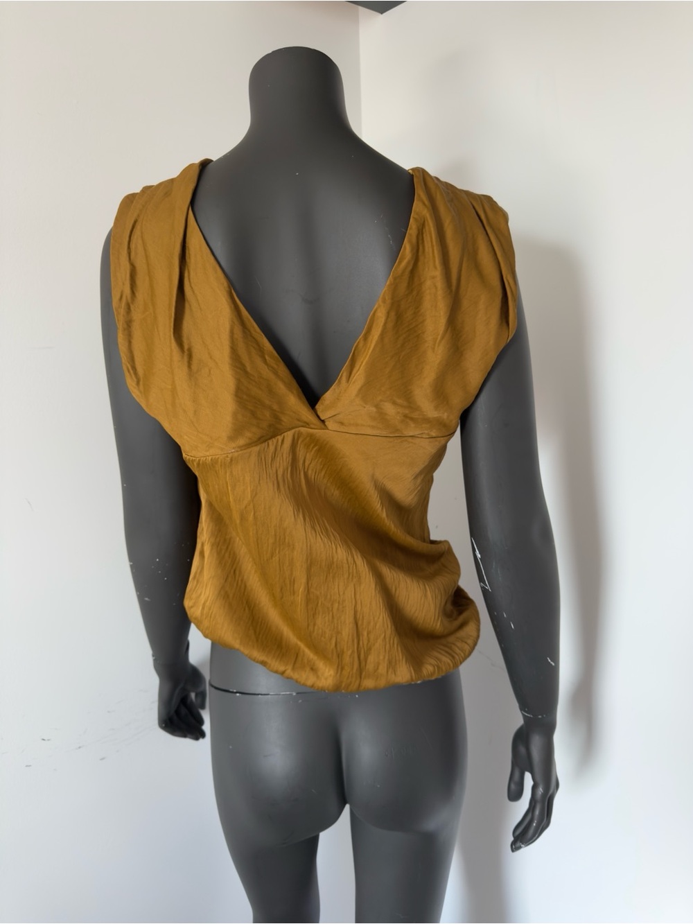 352. Zara Satin Sleeveless Top in Golden Brown - Picture 9 of 11